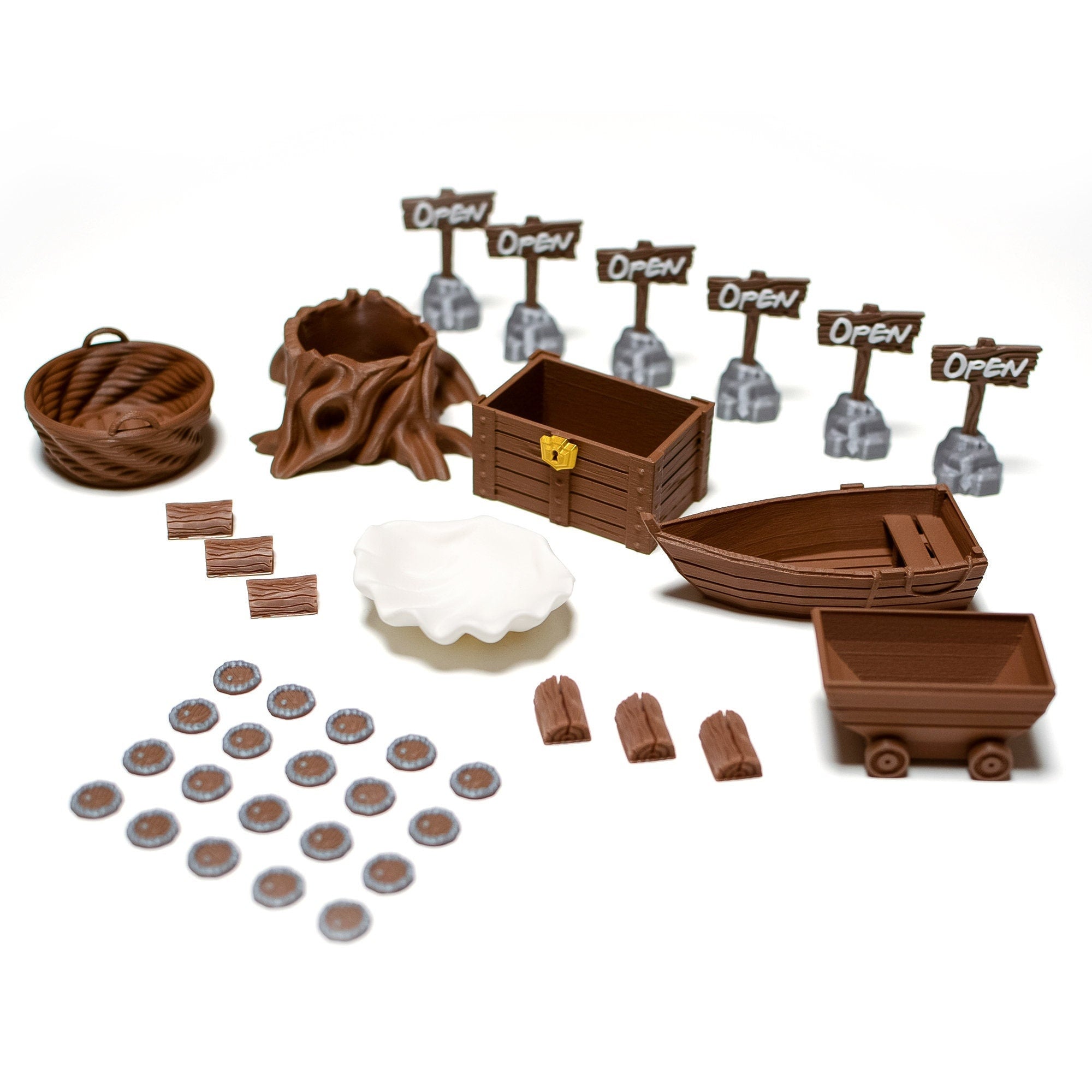 Everdell Premium Upgrade Kit | Resource holders and Accessories | Open signs | Event holder- unofficial - board game expansion set - BoardGeekFox