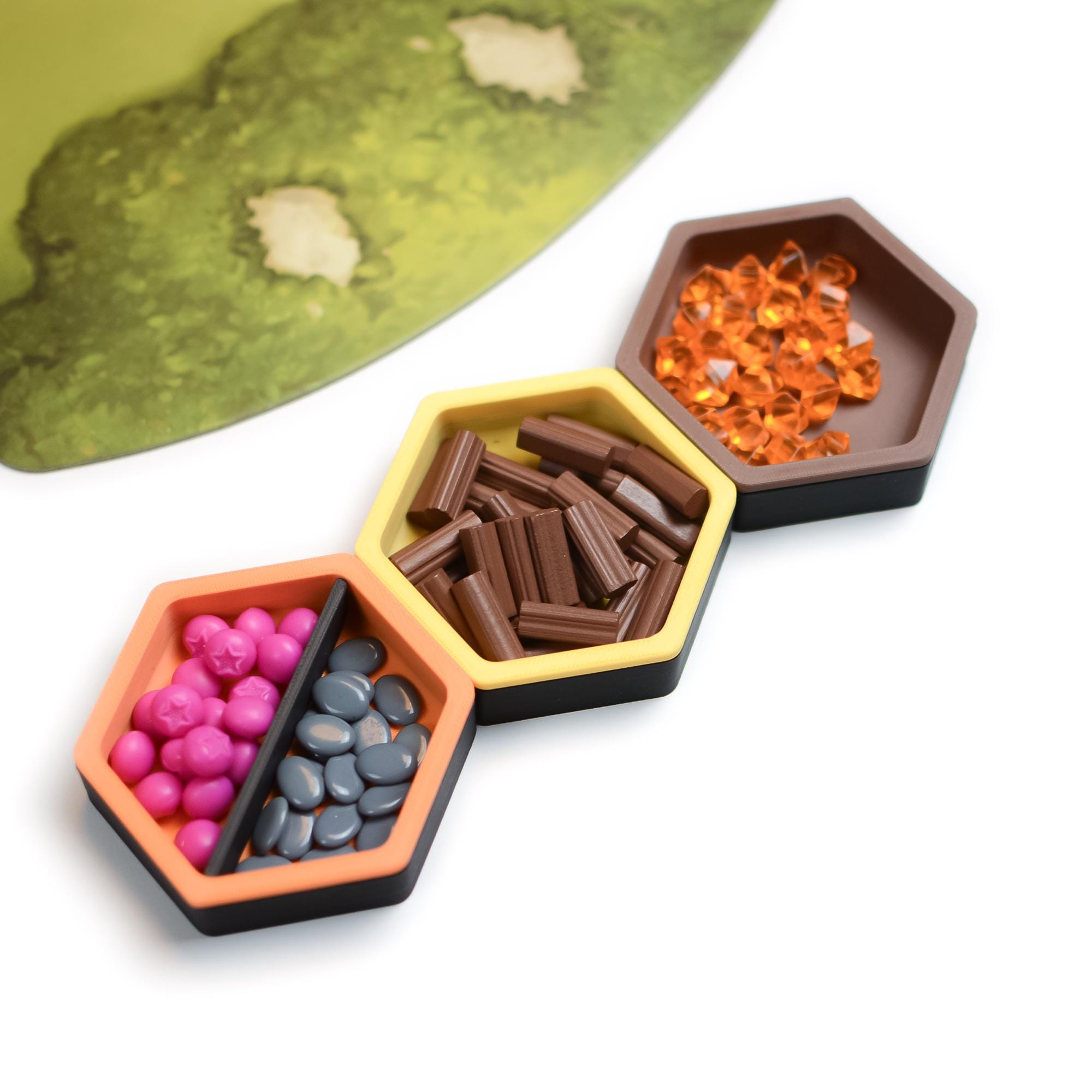 Magnetic Hexagon Board Game Token Trays – Custom Color Organizers with Dividers - board game expansion set - BoardGeekFox