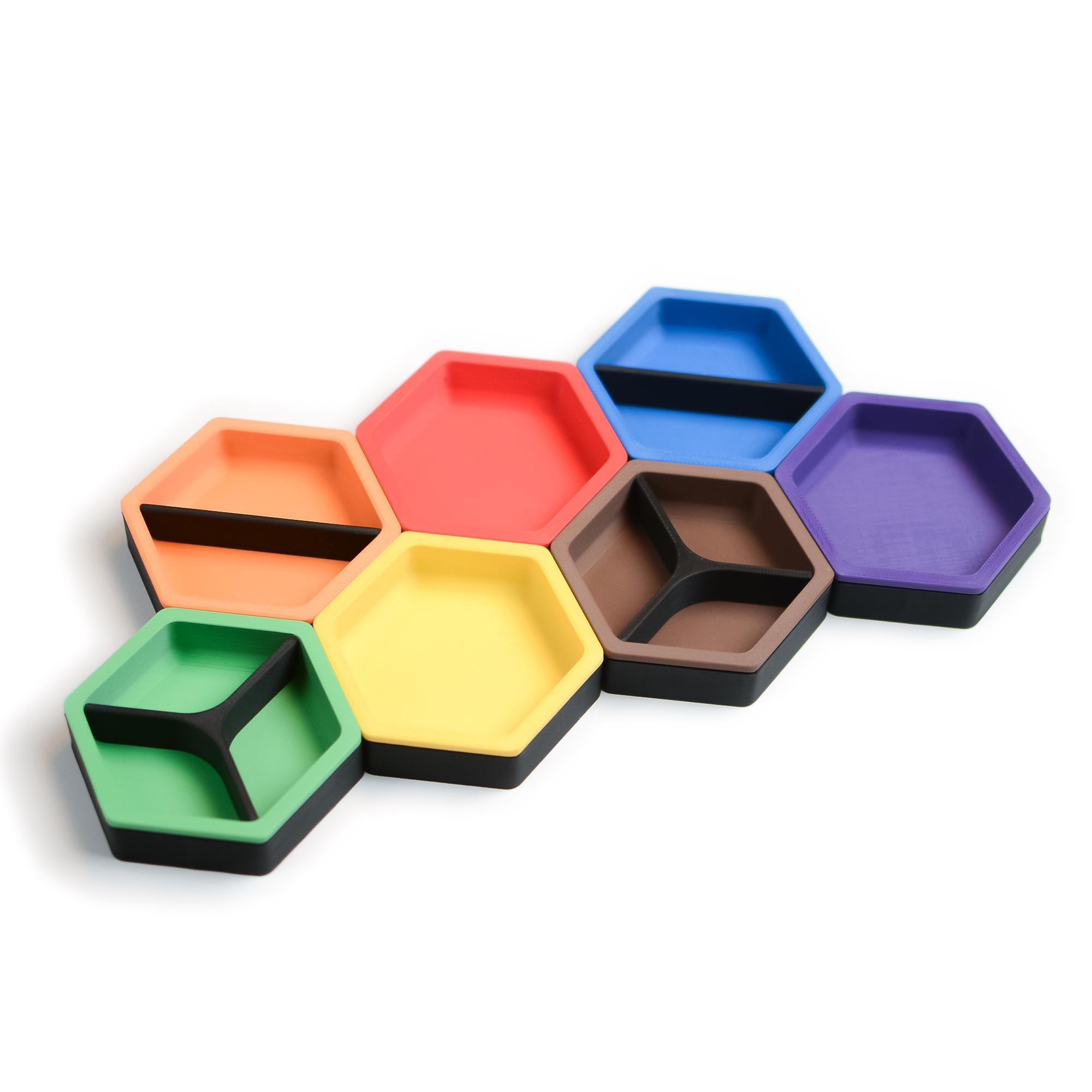 Magnetic Hexagon Board Game Token Trays – Custom Color Organizers with Dividers - board game expansion set - BoardGeekFox