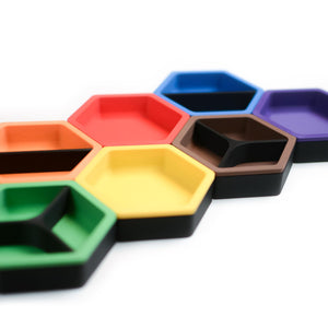 Magnetic Hexagon Board Game Token Trays – Custom Color Organizers with Dividers - board game expansion set - BoardGeekFox