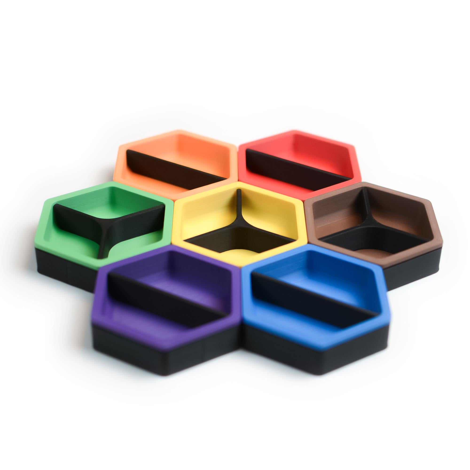 Magnetic Hexagon Board Game Token Trays – Custom Color Organizers with Dividers - board game expansion set - BoardGeekFox