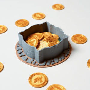 Flamecraft Coin: 3D Printed Golden Token Set - board game expansion set - BoardGeekFox