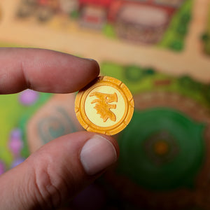 Flamecraft Coin: 3D Printed Golden Token Set - board game expansion set - BoardGeekFox