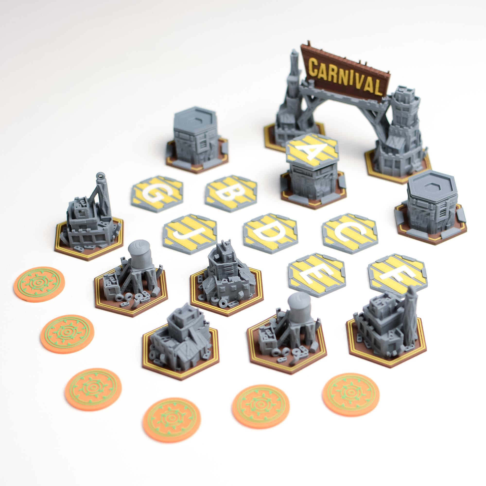 Thunder Road: Carnival of Chaos – Terrain & Token Set (Unofficial) - board game expansion set - BoardGeekFox