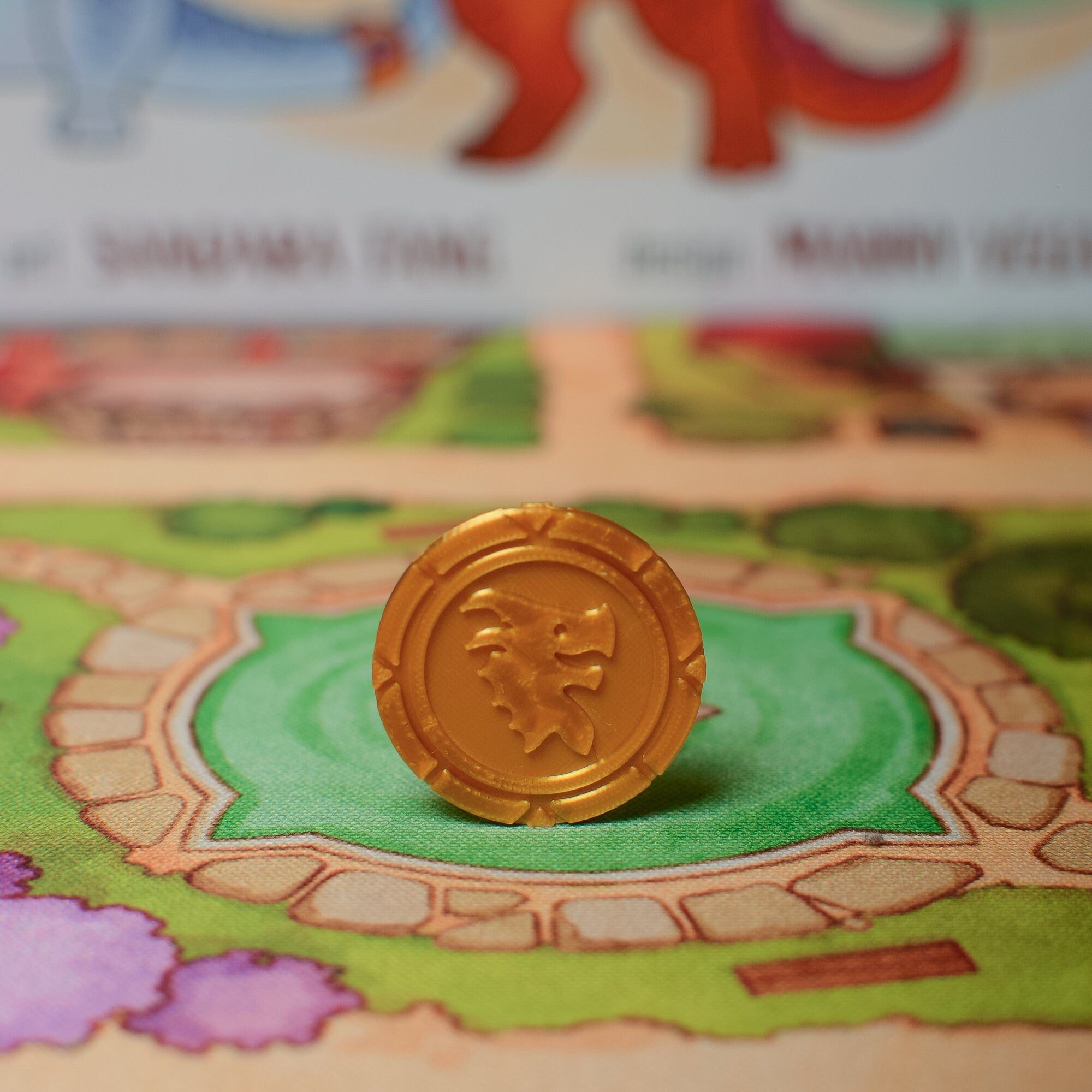 Flamecraft Coin: 3D Printed Golden Token Set - board game expansion set - BoardGeekFox