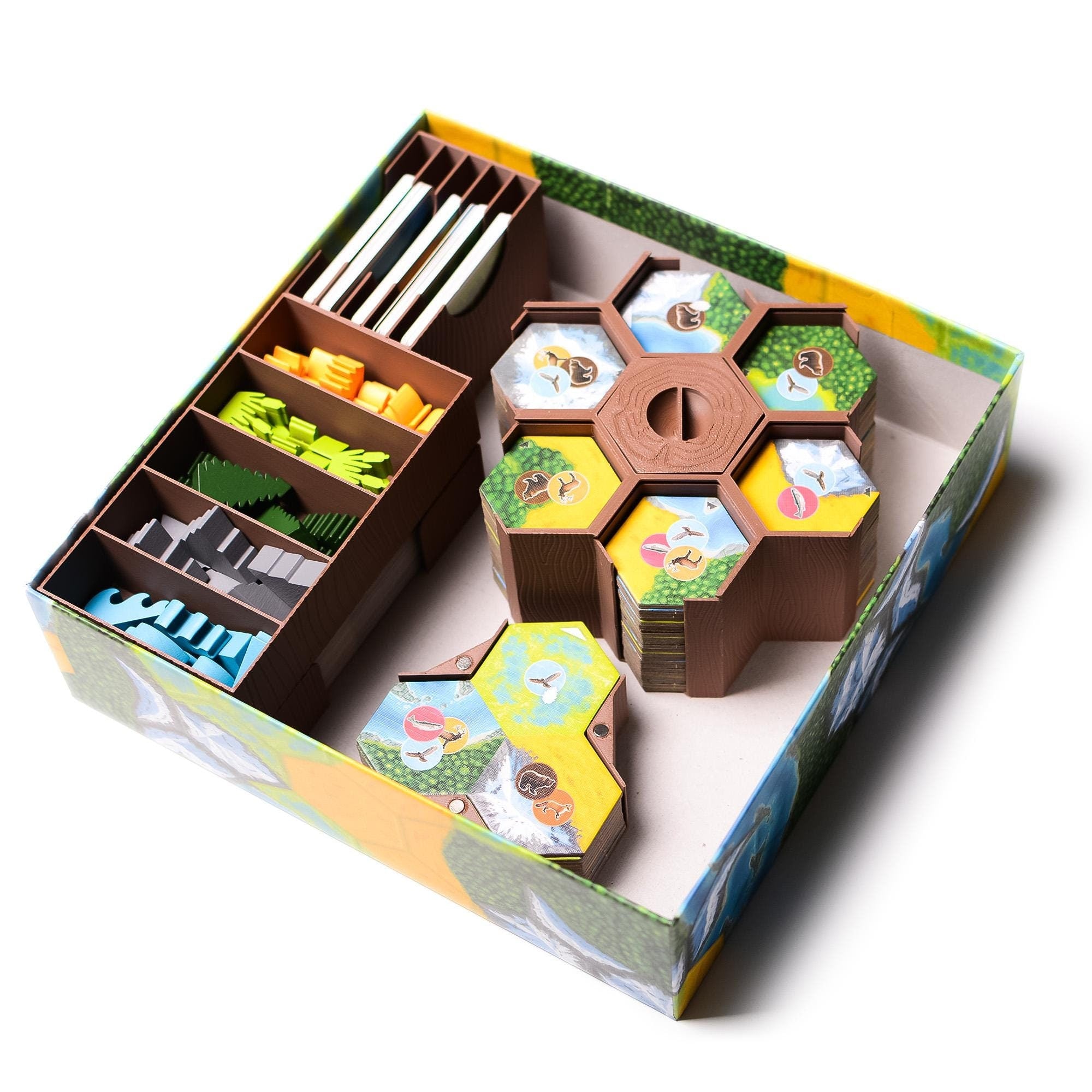 Cascadia and Landmarks Expansion Insert / Organizer (sleeved cards) - board game expansion set - BoardGeekFox