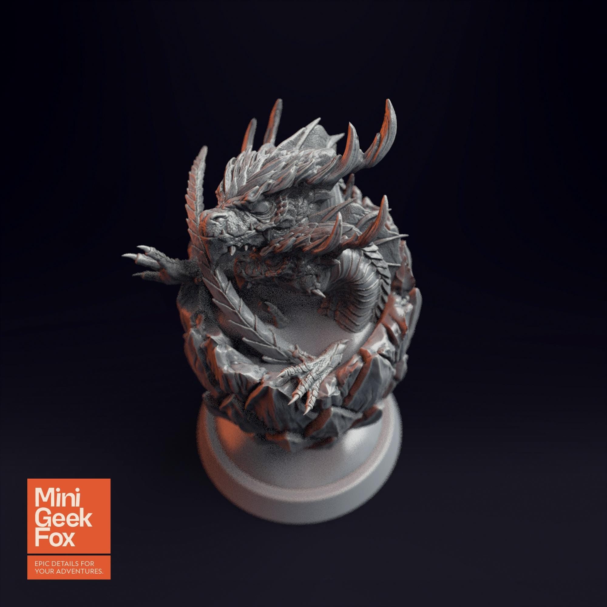Baby Dragon in Egg v2 - Fantasy Miniature, DnD Dragon Hatchling, Tabletop RPG Figure - board game expansion set - BoardGeekFox