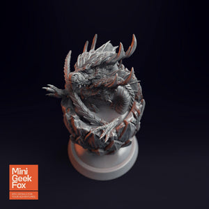 Baby Dragon in Egg v2 - Fantasy Miniature, DnD Dragon Hatchling, Tabletop RPG Figure - board game expansion set - BoardGeekFox