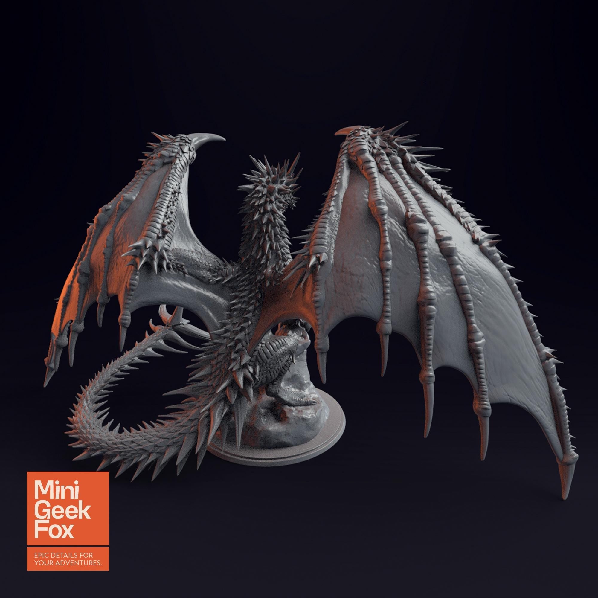 Ancient Red Dragon - Epic DnD Monster, Fantasy Tabletop RPG Miniature - board game expansion set - BoardGeekFox