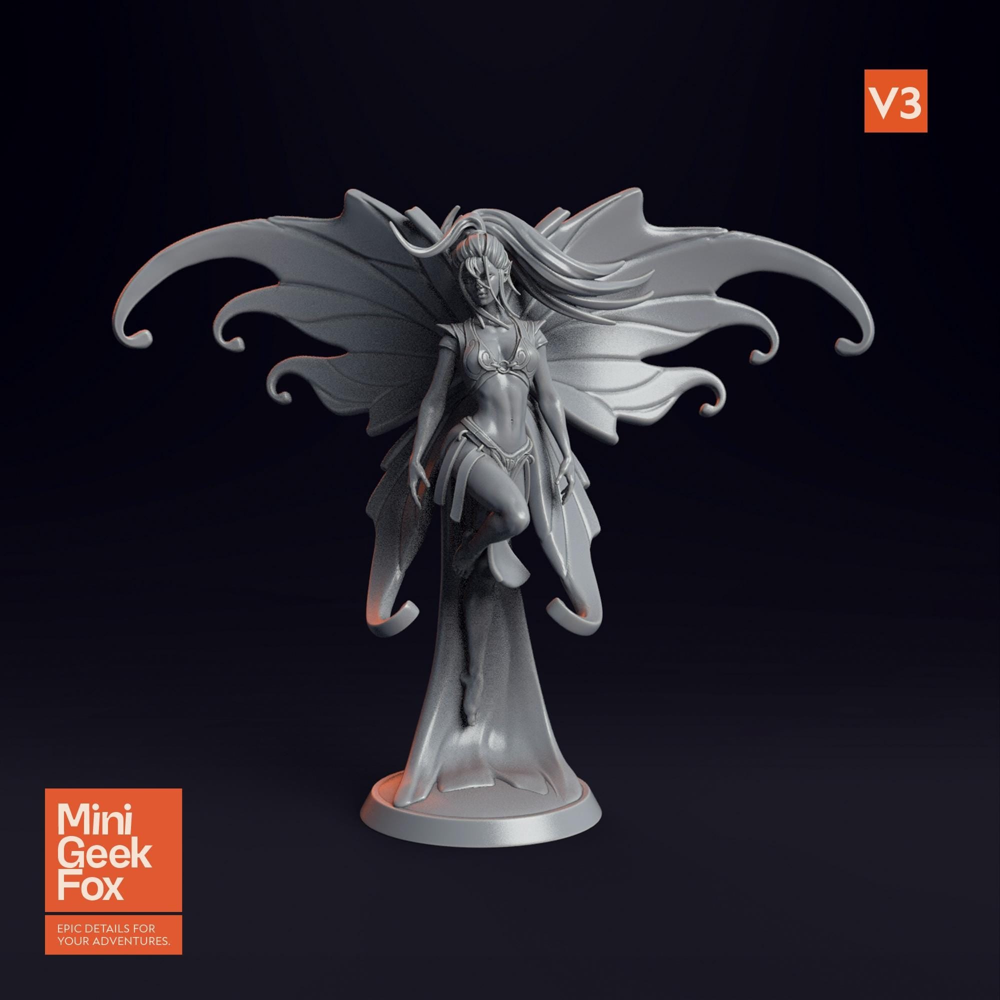 Fairy Pixie - Enchanting Fantasy Miniature, DnD Fairy, Tabletop RPG Figure (3 Versions Available) - board game expansion set - BoardGeekFox