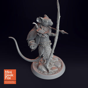 Mousin Mouse Archer - Fantasy Miniature, DnD Animal Character, Tabletop RPG Figure - board game expansion set - BoardGeekFox