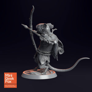 Mousin Mouse Archer - Fantasy Miniature, DnD Animal Character, Tabletop RPG Figure - board game expansion set - BoardGeekFox