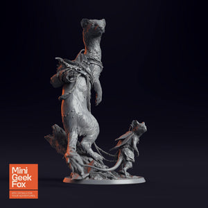 Archduke Mousin and Weasel - Fantasy Animal Companions, DnD Miniature, Tabletop RPG Figure - board game expansion set - BoardGeekFox