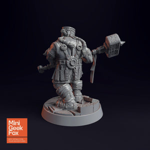 Dwarf Fighter with Hammer D&D Miniature - Fantasy Tabletop RPG Mini for Dungeons and Dragons, Pathfinder - board game expansion set - BoardGeekFox