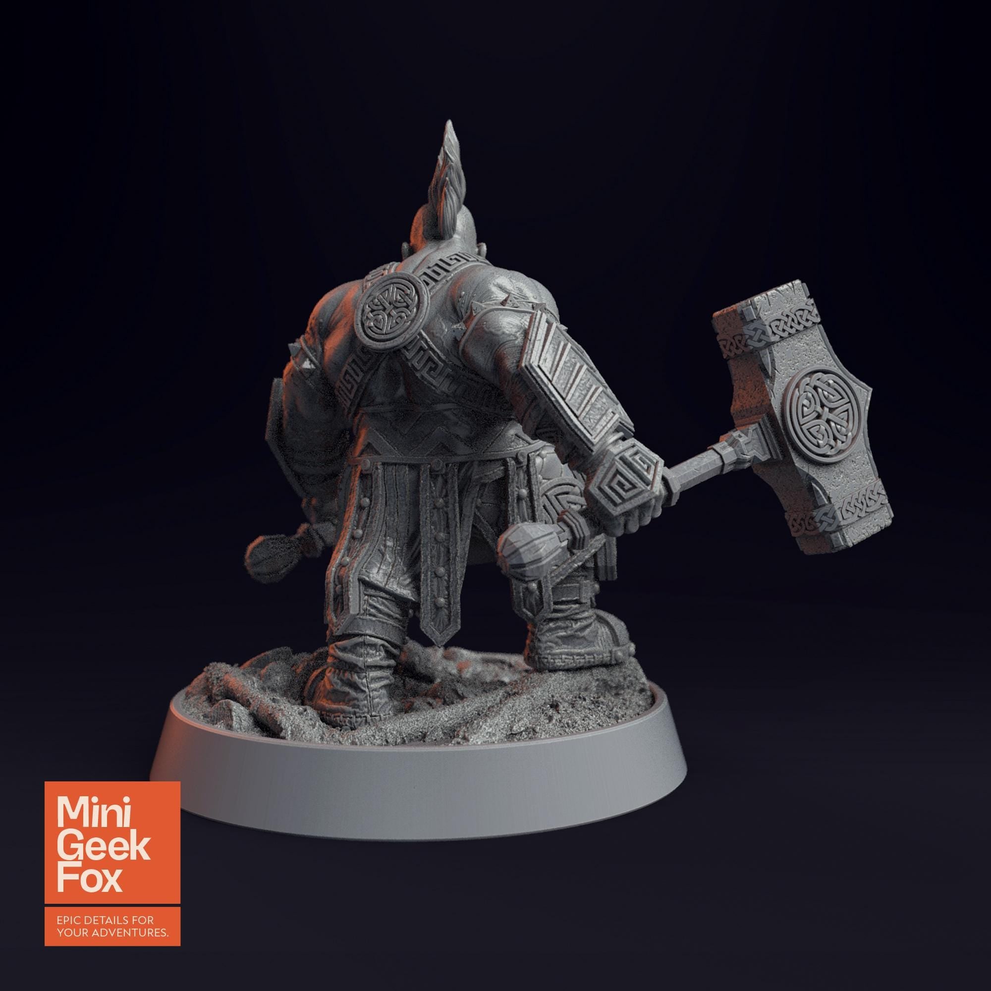 Flint Hammerfell D&D Miniature - Dual Hammer-Wielding Fantasy Tabletop RPG Mini for Dungeons and Dragons, Pathfinder - board game expansion set - BoardGeekFox