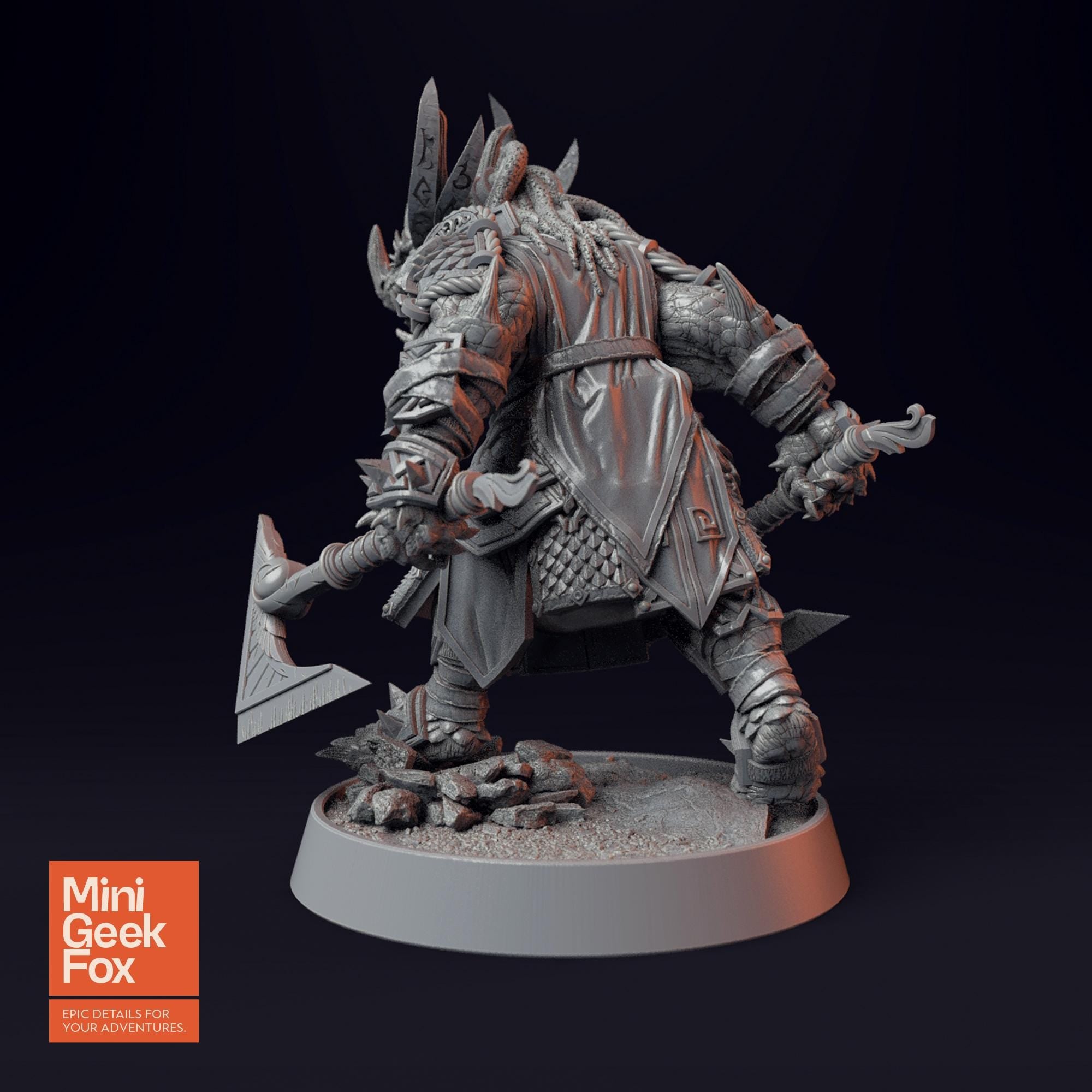 Kunzite of the Southern Rebels D&D Miniature - Dual Axe Wielder for Fantasy Tabletop RPGs - board game expansion set - BoardGeekFox