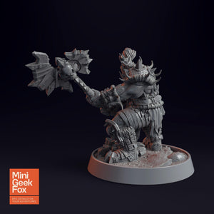 Lokomotiv Zwingli D&D Miniature - Brutal Warrior with Skull Mace for Fantasy Tabletop RPGs - board game expansion set - BoardGeekFox