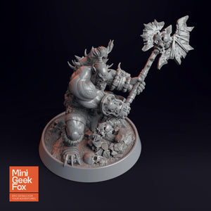 Lokomotiv Zwingli D&D Miniature - Brutal Warrior with Skull Mace for Fantasy Tabletop RPGs - board game expansion set - BoardGeekFox