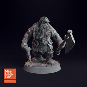 Petri "Red Axes" Redhalla D&D Miniature - Dual Axe Dwarf Warrior for Fantasy Tabletop RPGs - board game expansion set - BoardGeekFox