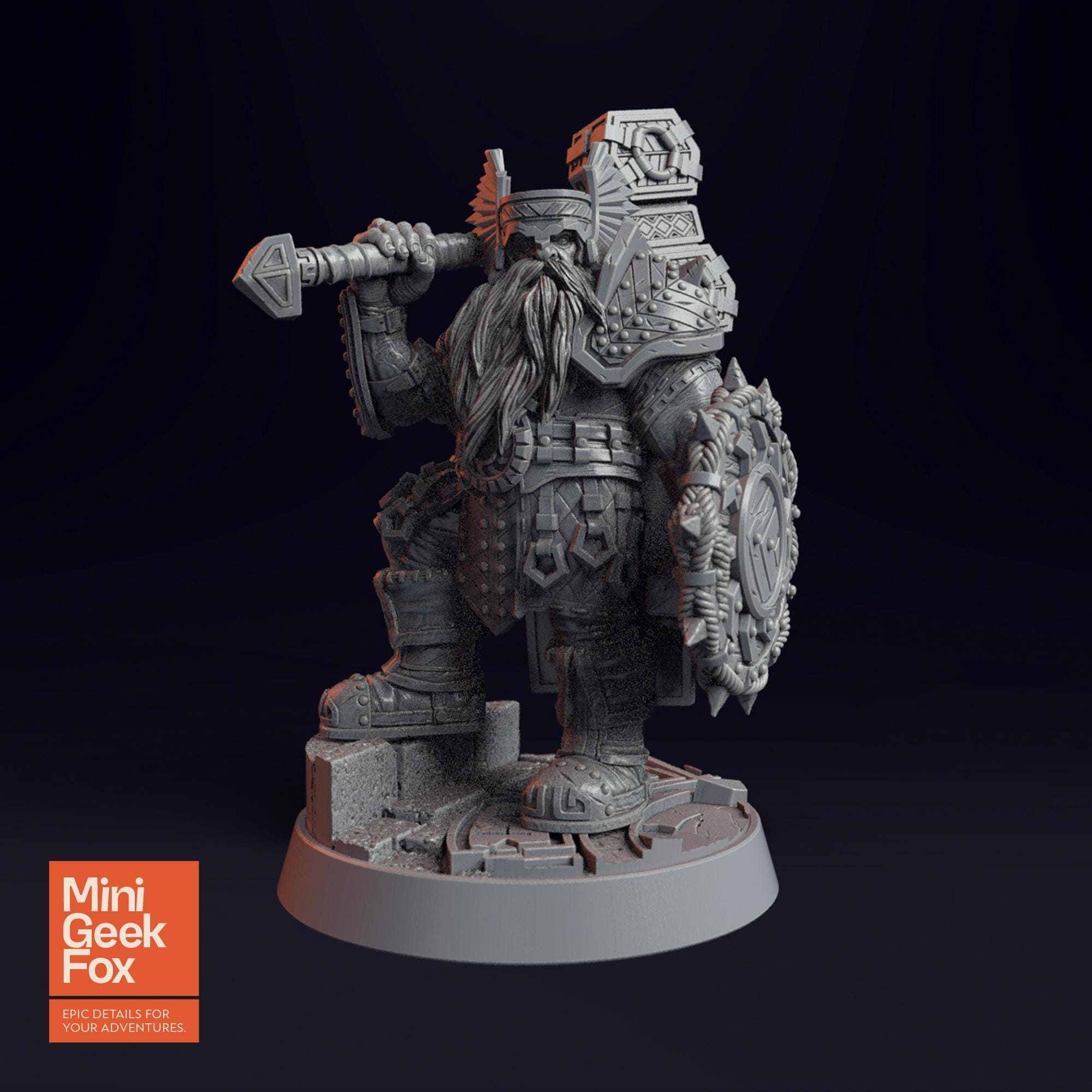 Imar Hakka - The Dwarfs D&D Miniature - Shielded Dwarf Defender for Fantasy Tabletop RPGs - board game expansion set - BoardGeekFox
