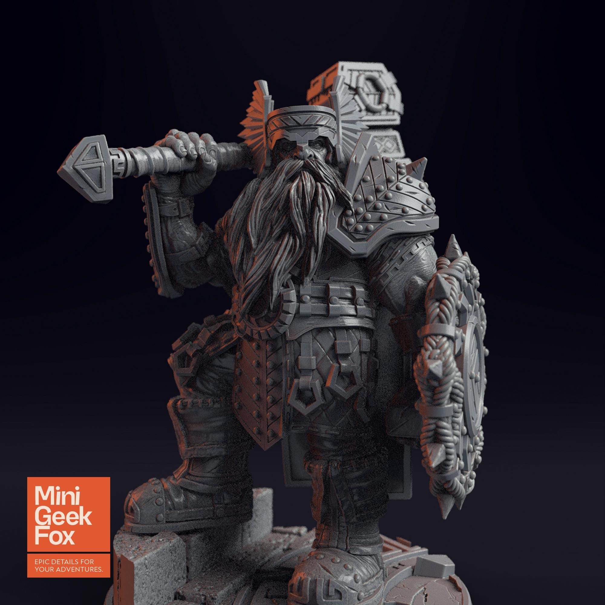 Imar Hakka - The Dwarfs D&D Miniature - Shielded Dwarf Defender for Fantasy Tabletop RPGs - board game expansion set - BoardGeekFox