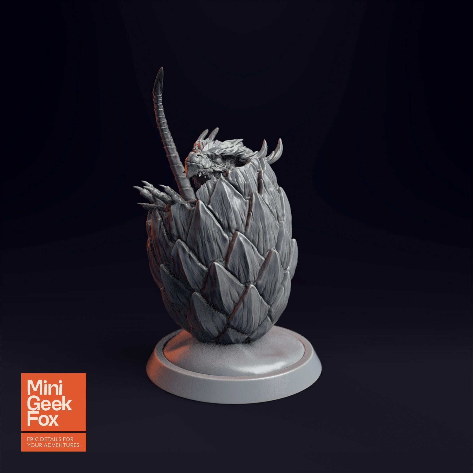 Baby Dragon in Egg v1 - Fantasy Miniature, DnD Dragon Hatchling, Tabletop RPG Figure - board game expansion set - BoardGeekFox