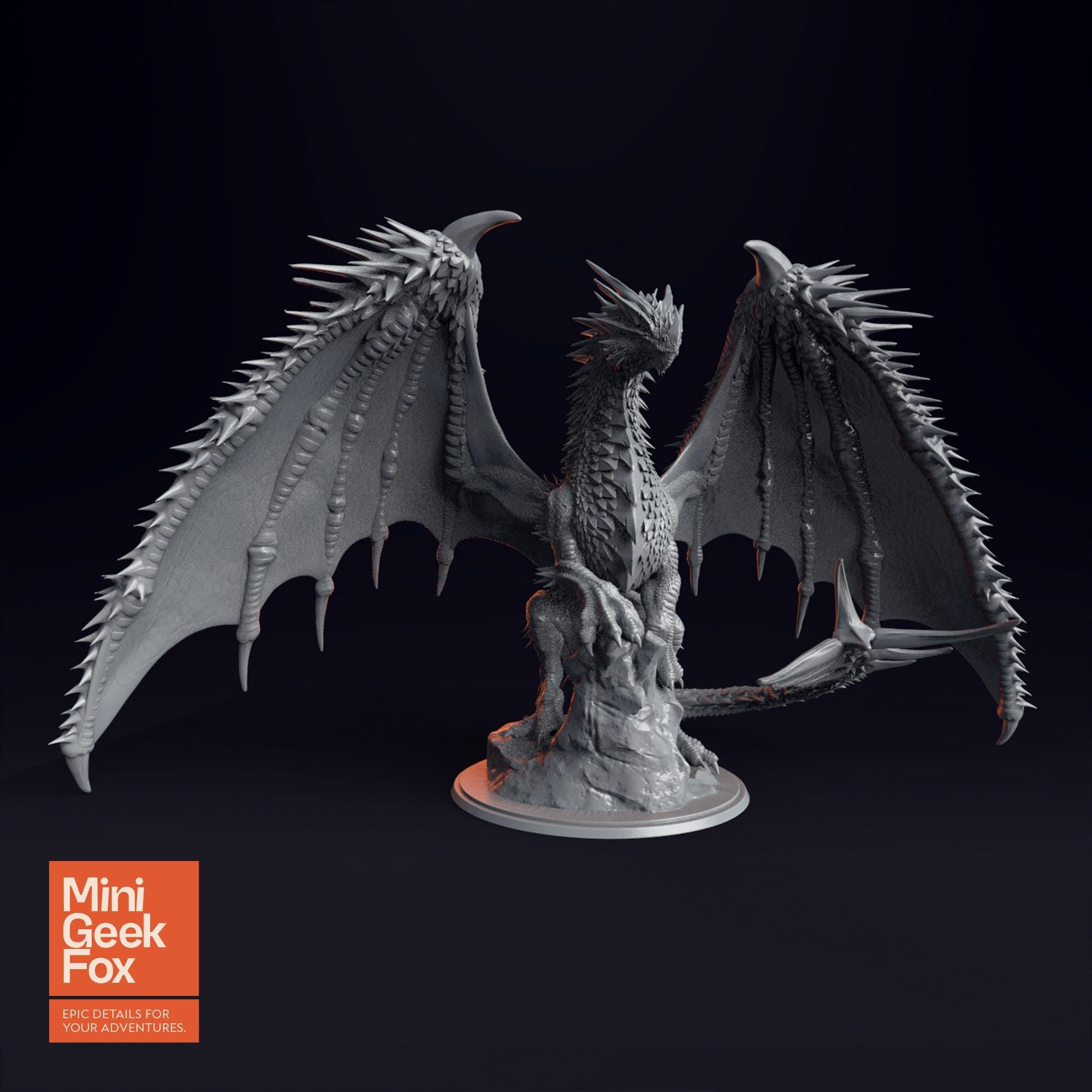 Ancient Red Dragon - Epic DnD Monster, Fantasy Tabletop RPG Miniature - board game expansion set - BoardGeekFox
