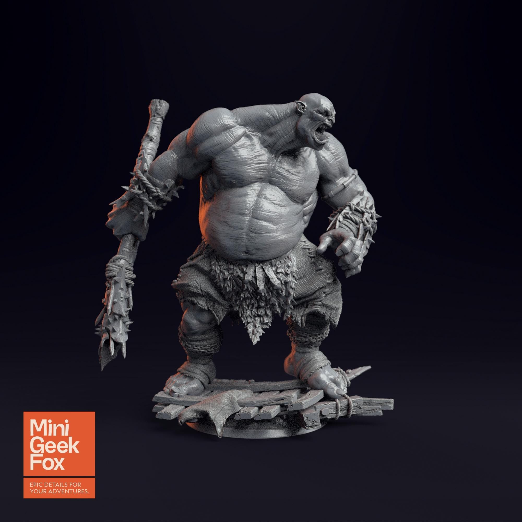 Ogre - Brutal Fantasy Miniature, DnD Monster, Tabletop RPG Figure - board game expansion set - BoardGeekFox