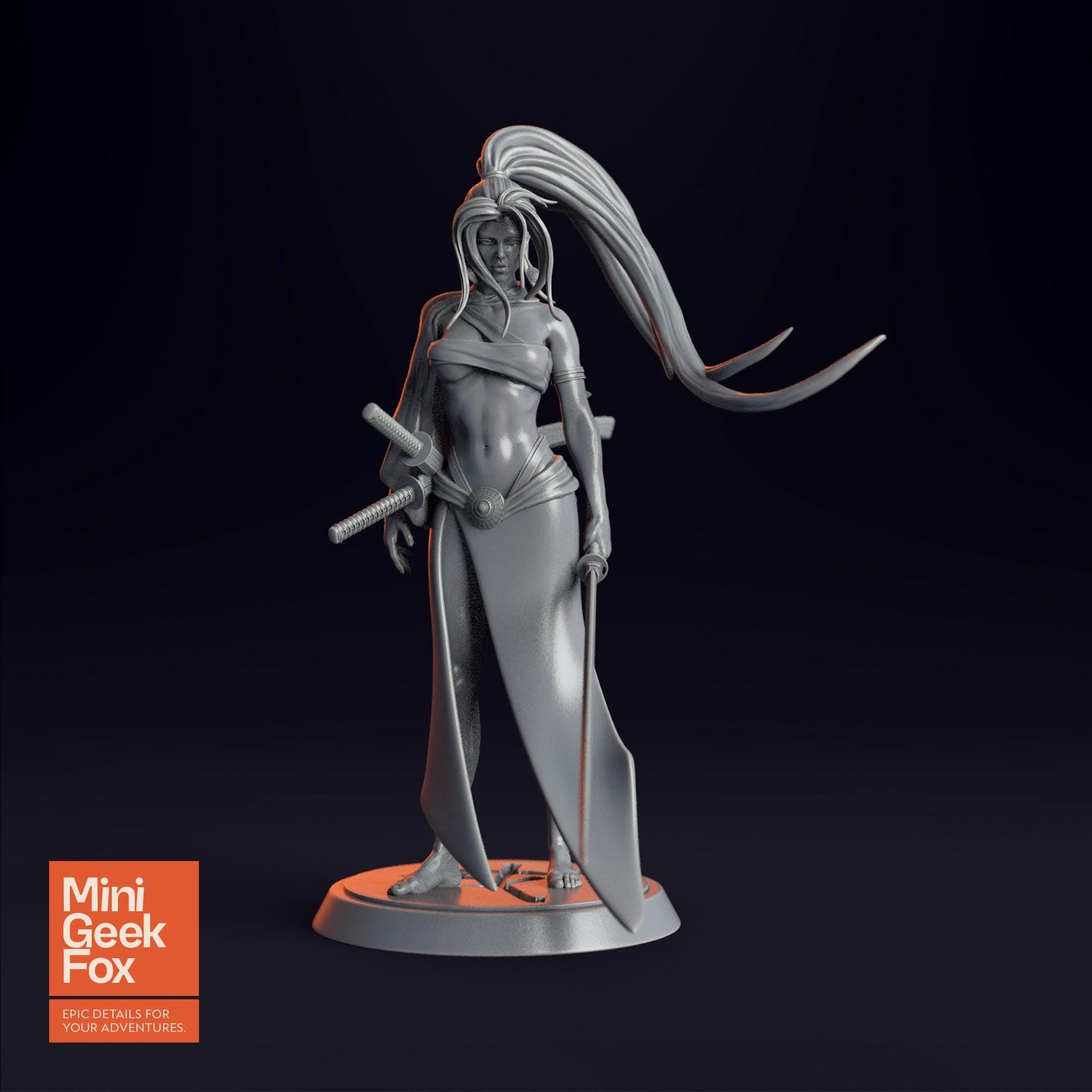 Samurai Fighter - Epic Fantasy Miniature, DnD Warrior, Tabletop RPG Figure - board game expansion set - BoardGeekFox
