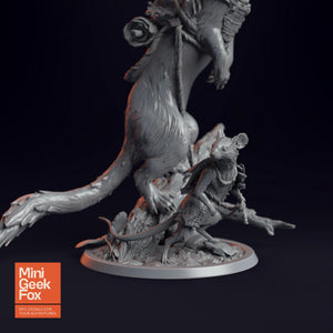 Archduke Mousin and Weasel - Fantasy Animal Companions, DnD Miniature, Tabletop RPG Figure - board game expansion set - BoardGeekFox