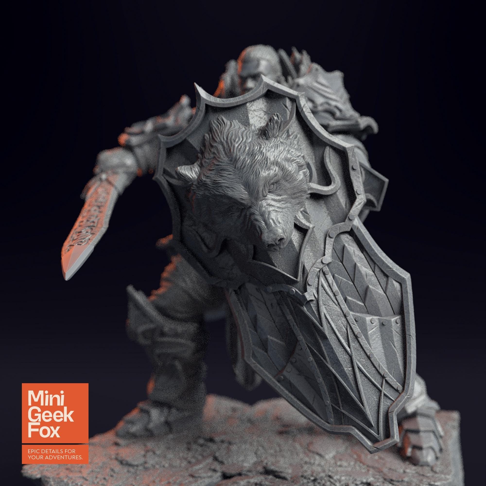 Hjalmar Strachan of the Forth Sun DnD Miniature - Sword & Shield Warrior for Fantasy Tabletop RPGs - board game expansion set - BoardGeekFox