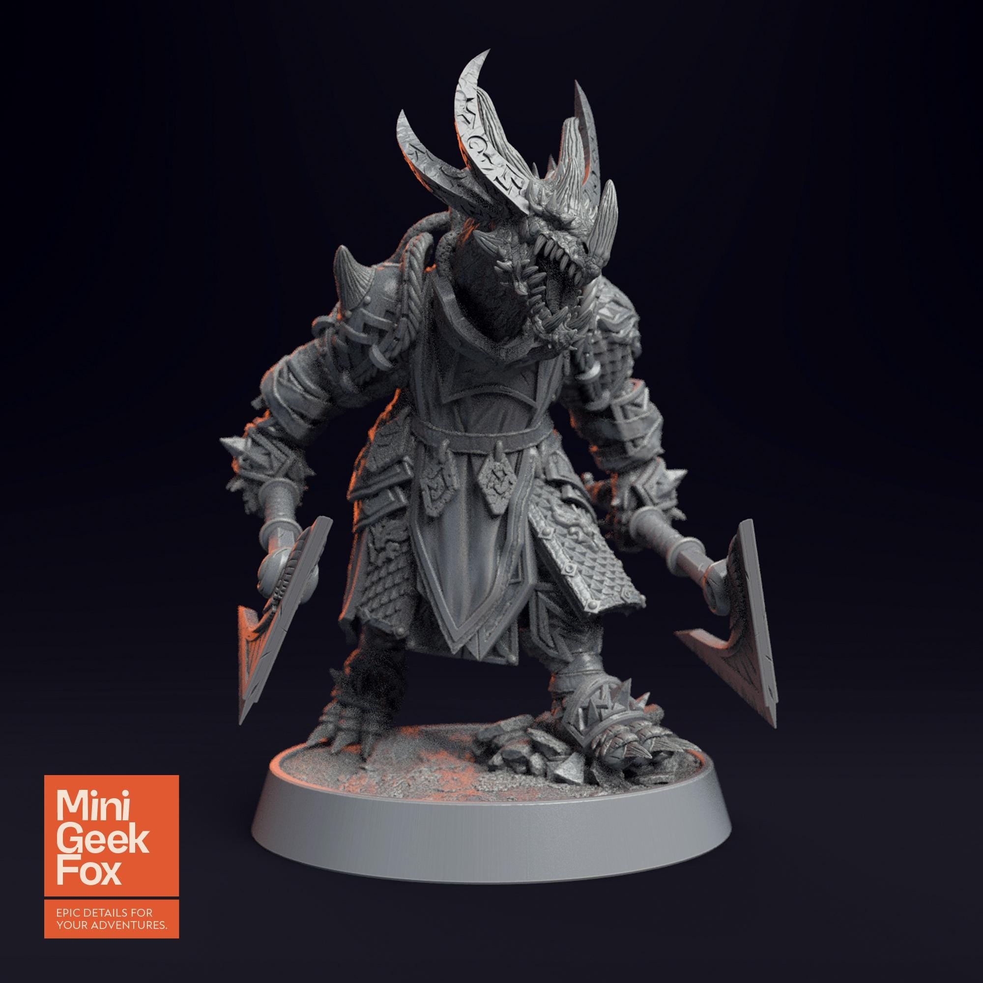Kunzite of the Southern Rebels D&D Miniature - Dual Axe Wielder for Fantasy Tabletop RPGs - board game expansion set - BoardGeekFox