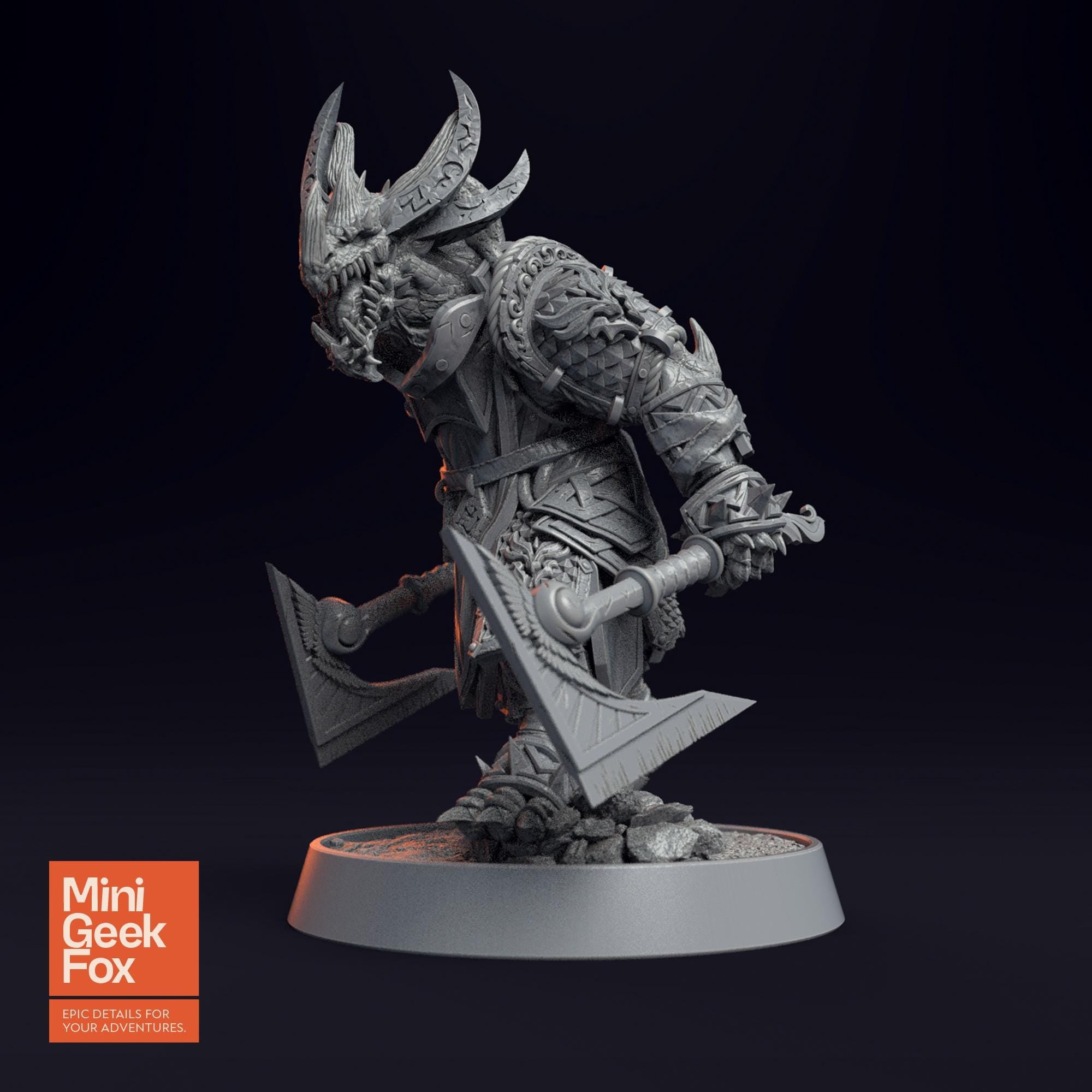 Kunzite of the Southern Rebels D&D Miniature - Dual Axe Wielder for Fantasy Tabletop RPGs - board game expansion set - BoardGeekFox