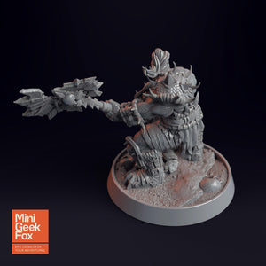 Lokomotiv Zwingli D&D Miniature - Brutal Warrior with Skull Mace for Fantasy Tabletop RPGs - board game expansion set - BoardGeekFox