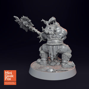 Lokomotiv Zwingli D&D Miniature - Brutal Warrior with Skull Mace for Fantasy Tabletop RPGs - board game expansion set - BoardGeekFox