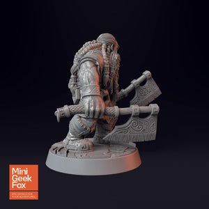 Petri "Red Axes" Redhalla D&D Miniature - Dual Axe Dwarf Warrior for Fantasy Tabletop RPGs - board game expansion set - BoardGeekFox