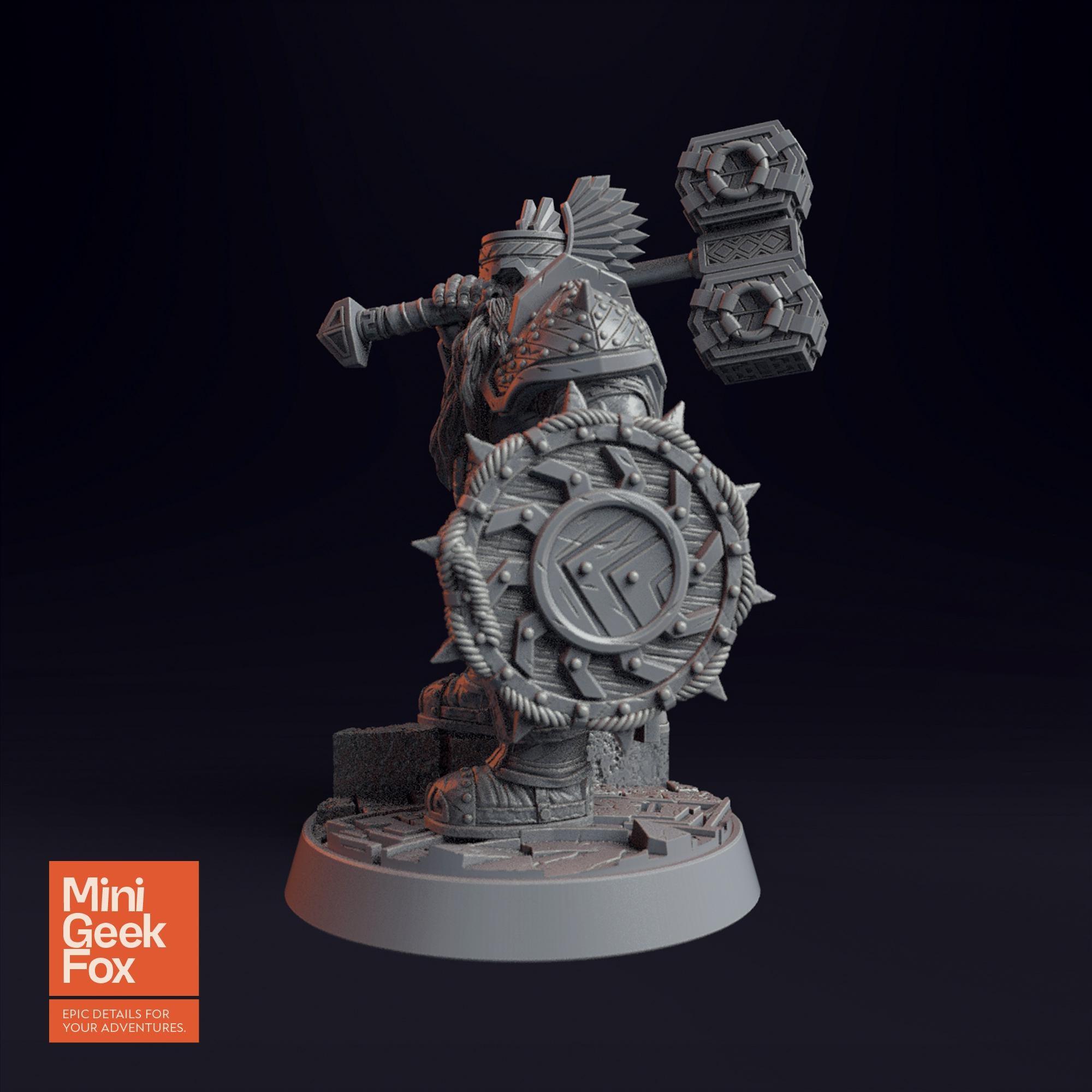 Imar Hakka - The Dwarfs D&D Miniature - Shielded Dwarf Defender for Fantasy Tabletop RPGs - board game expansion set - BoardGeekFox