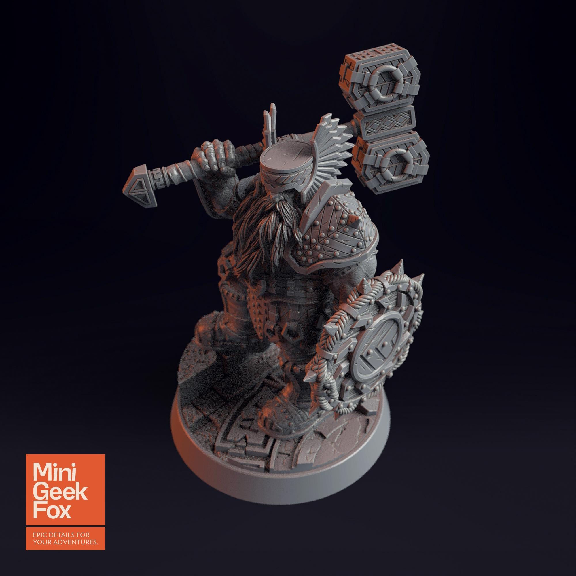 Imar Hakka - The Dwarfs D&D Miniature - Shielded Dwarf Defender for Fantasy Tabletop RPGs - board game expansion set - BoardGeekFox