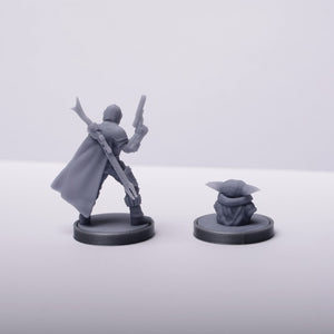 Mandalorian and baby Yoda miniature for boardgames - board game expansion set - BoardGeekFox