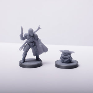Mandalorian and baby Yoda miniature for boardgames - board game expansion set - BoardGeekFox