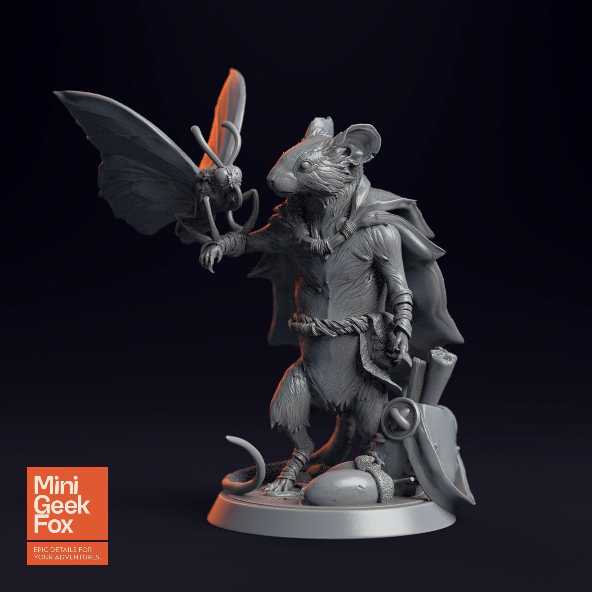 Moussin Messenger - Fantasy Miniature, DnD Animal Character, Tabletop RPG Figure