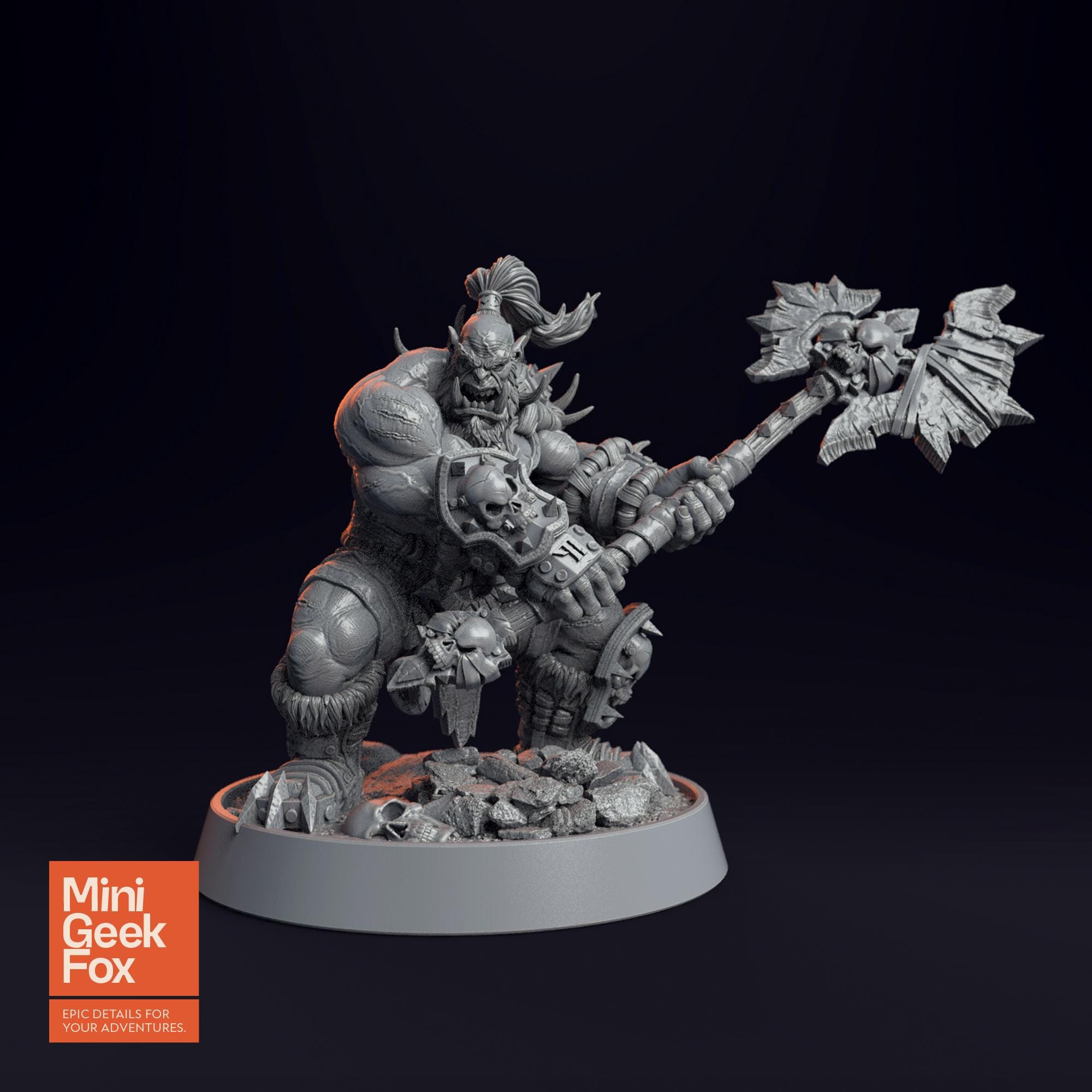 Lokomotiv Zwingli D&D Miniature - Brutal Warrior with Skull Mace for Fantasy Tabletop RPGs