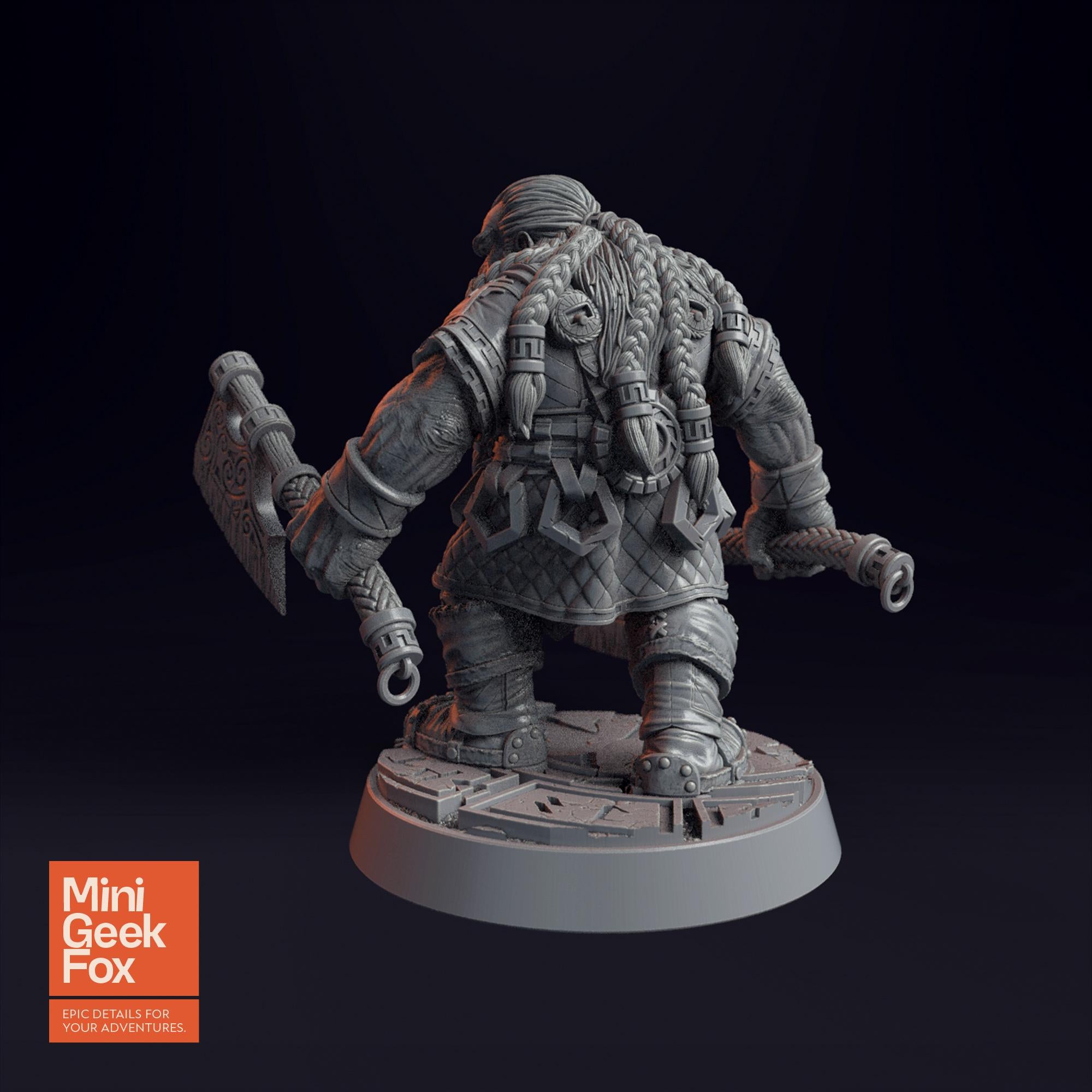 Petri "Red Axes" Redhalla D&D Miniature - Dual Axe Dwarf Warrior for Fantasy Tabletop RPGs